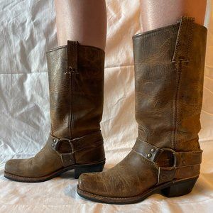Brown/Tan Harness Frye Boot - US size 7.5